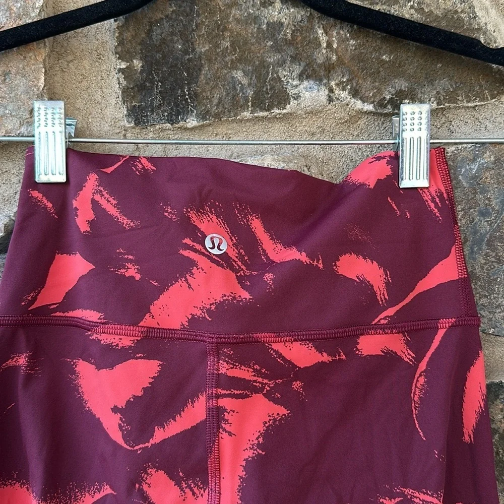 Lululemon Wunder Under High-Rise Tight Flower Pop Poppy Coral Deep Ruby Size 4